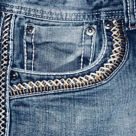 GS 115 Mens Size 36X33(actual Inseam 31) Bruce Slim Fit Thick Stitched Blue Jean - Picture 4 of 12